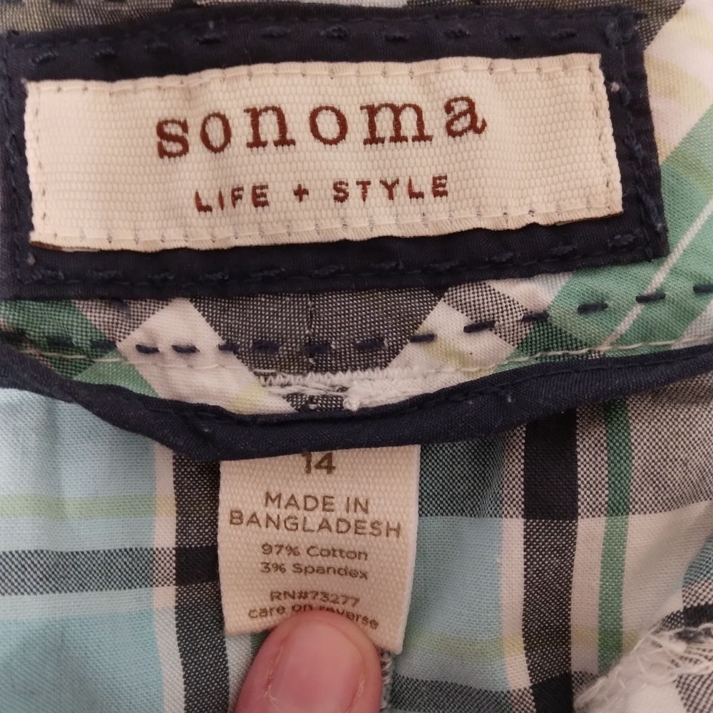 Sonoma Plaid Skort Mini Skirt Green Blue White size 14 - Picture 6 of 6
